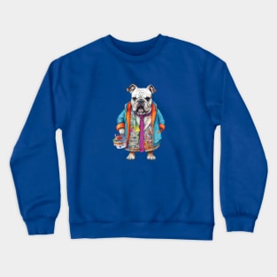 Bulldog Lover Gifts, Whimsical and Colorful Painting Bulldog Crewneck Sweatshirt
